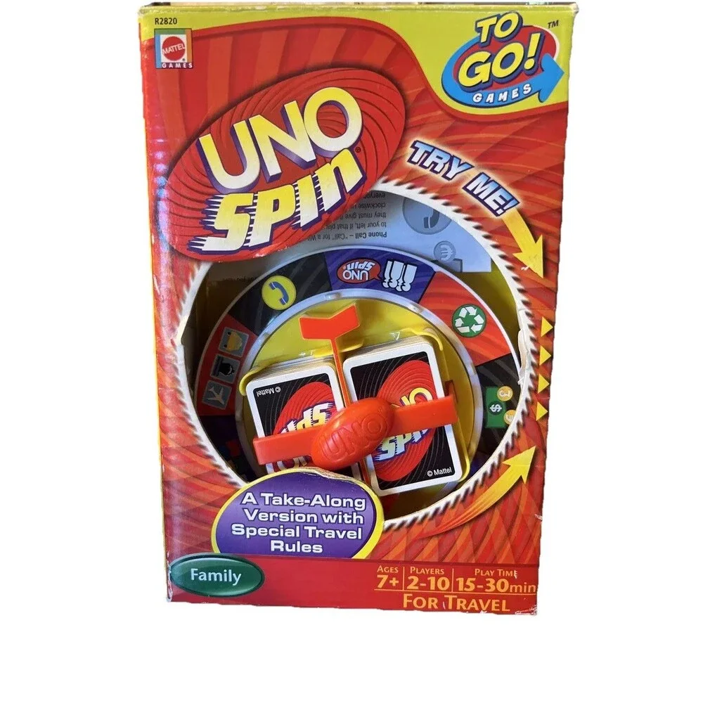 New! UNO Spin To Go! Games Card Game Brand New Mattel 2009 Travel Rare!